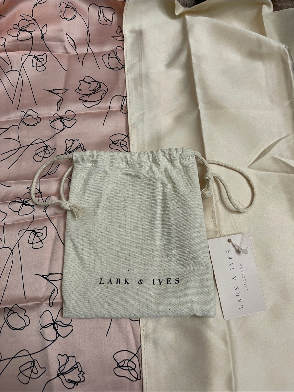 Lark & Ives Pink Floral AND Cream scarf set